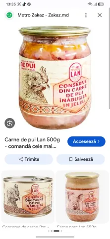 Conserve LAN din carne de pui in jeleu 0.525gr.