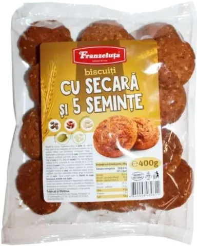 BISCUITI CU SECARA SI 5 SEMINTE 0.4kg Franzeluta